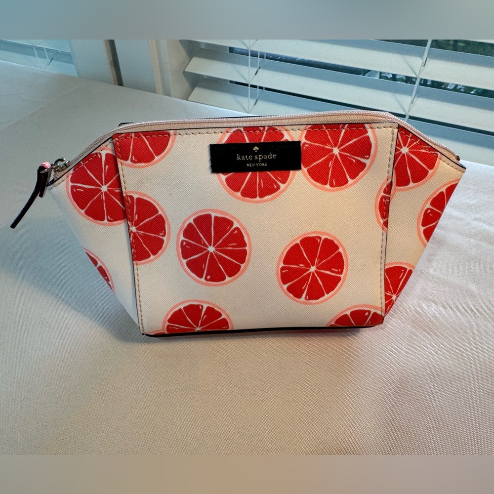 Kate Spade White and Red Citrus Cosmetic Bag